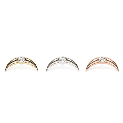 14K Gold Diamond Crescent Moon Threadless End