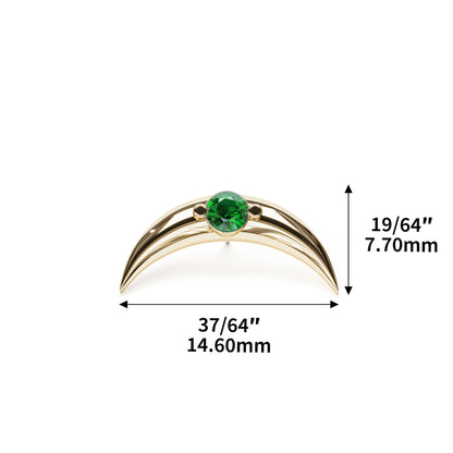 14K Gold Emerald Crescent Moon Threadless End