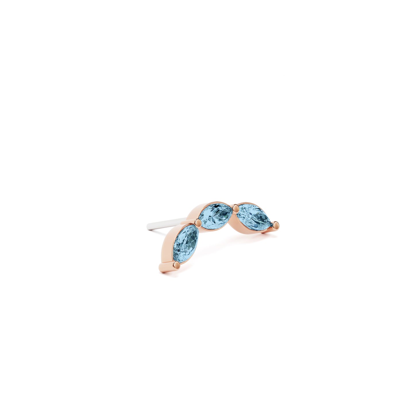 14K Gold Trio Marquise Blue Topaz Curved Threadless End