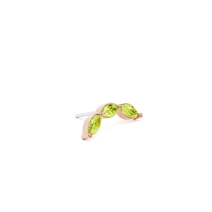 14K Gold Trio Marquise Peridot Curved Threadless End