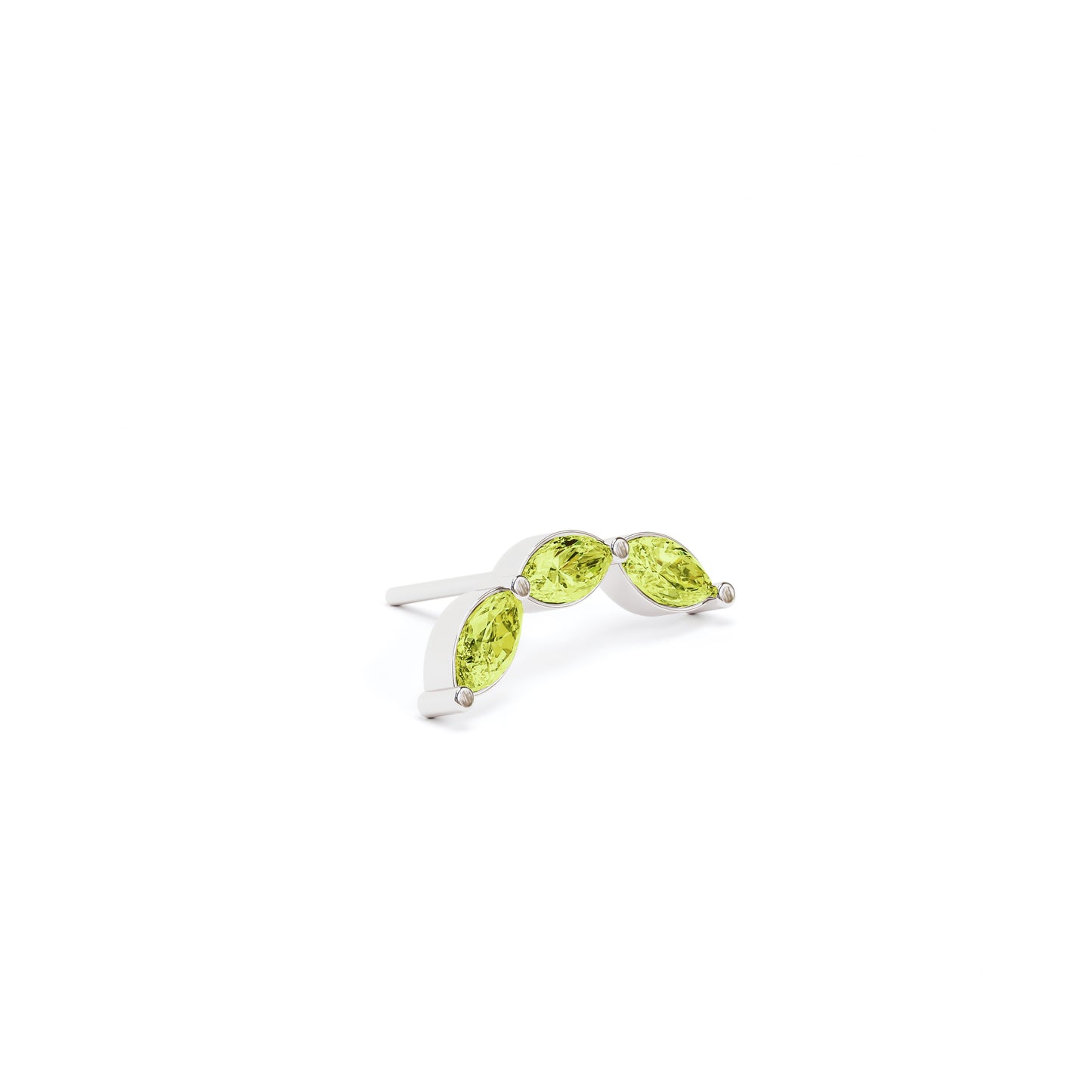 14K Gold Trio Marquise Peridot Curved Threadless End