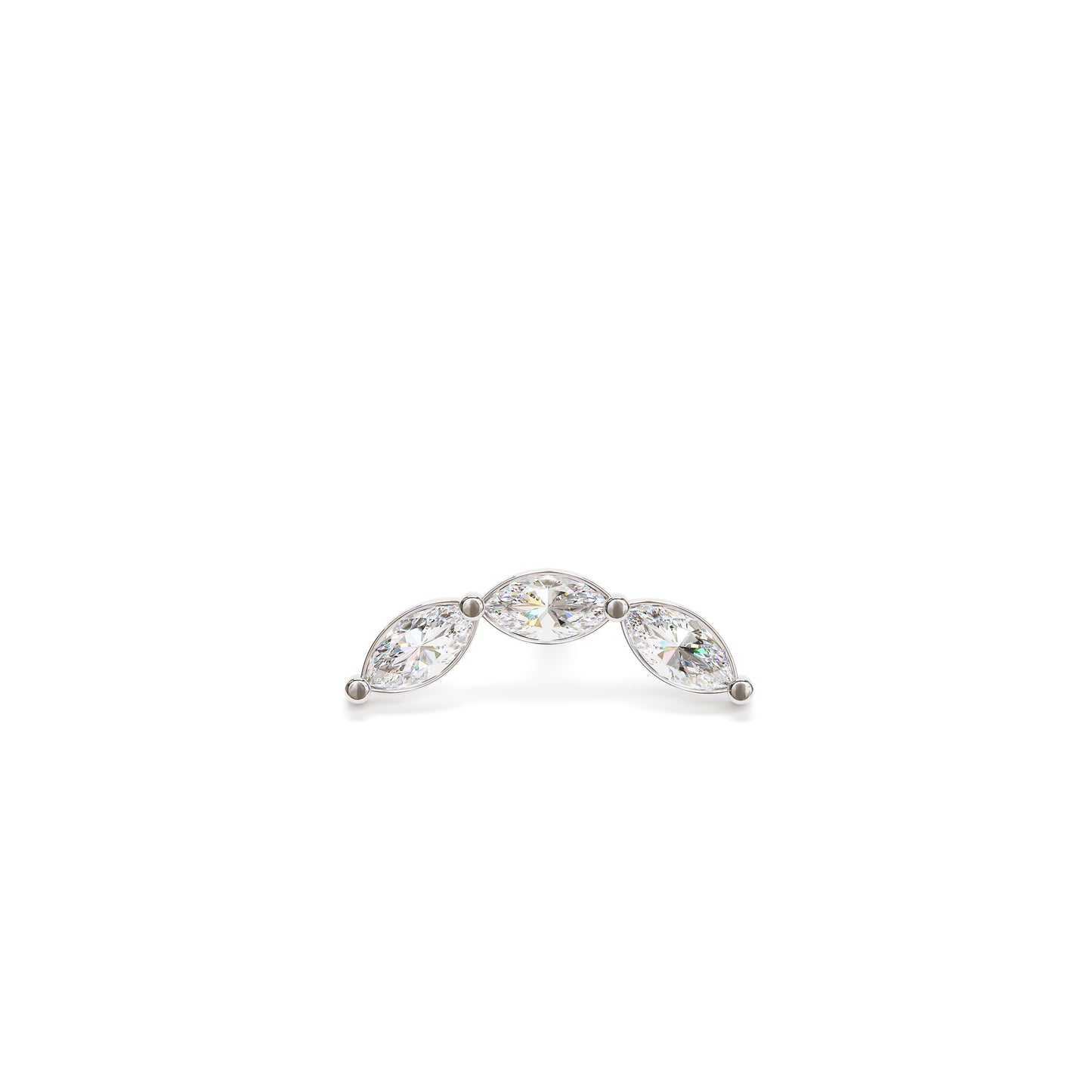 14K Gold Trio Marquise Diamond Curved Threadless End