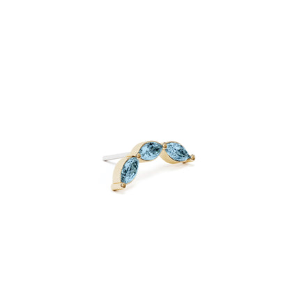14K Gold Trio Marquise Blue Topaz Curved Threadless End
