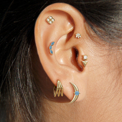 14K Gold Trio Marquise Blue Topaz Curved Threadless End