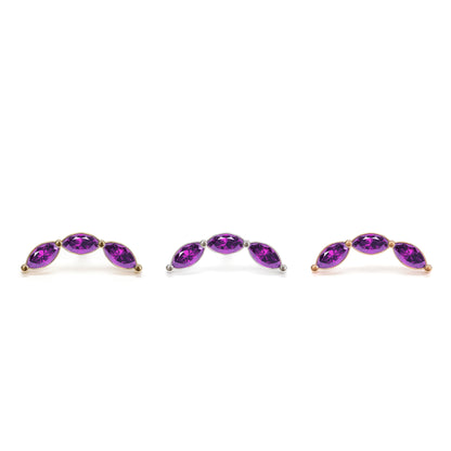 14K Gold Trio Marquise Amethyst Curved Threadless End