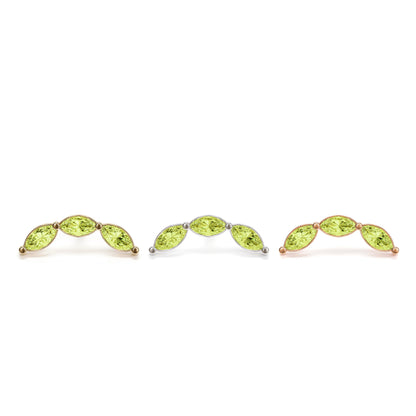 14K Gold Trio Marquise Peridot Curved Threadless End