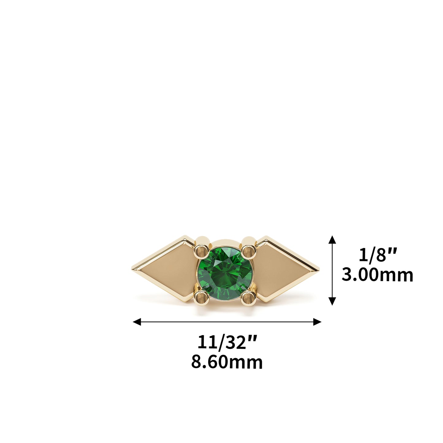 14K Gold Emerald Double Spike Threadless End