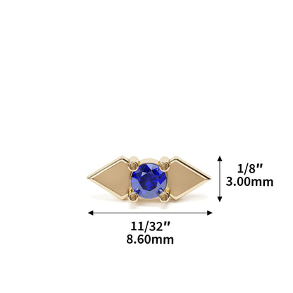 14K Gold Sapphire Double Spike Threadless End