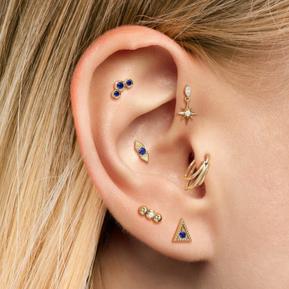 14K Gold Sapphire Double Spike Threadless End