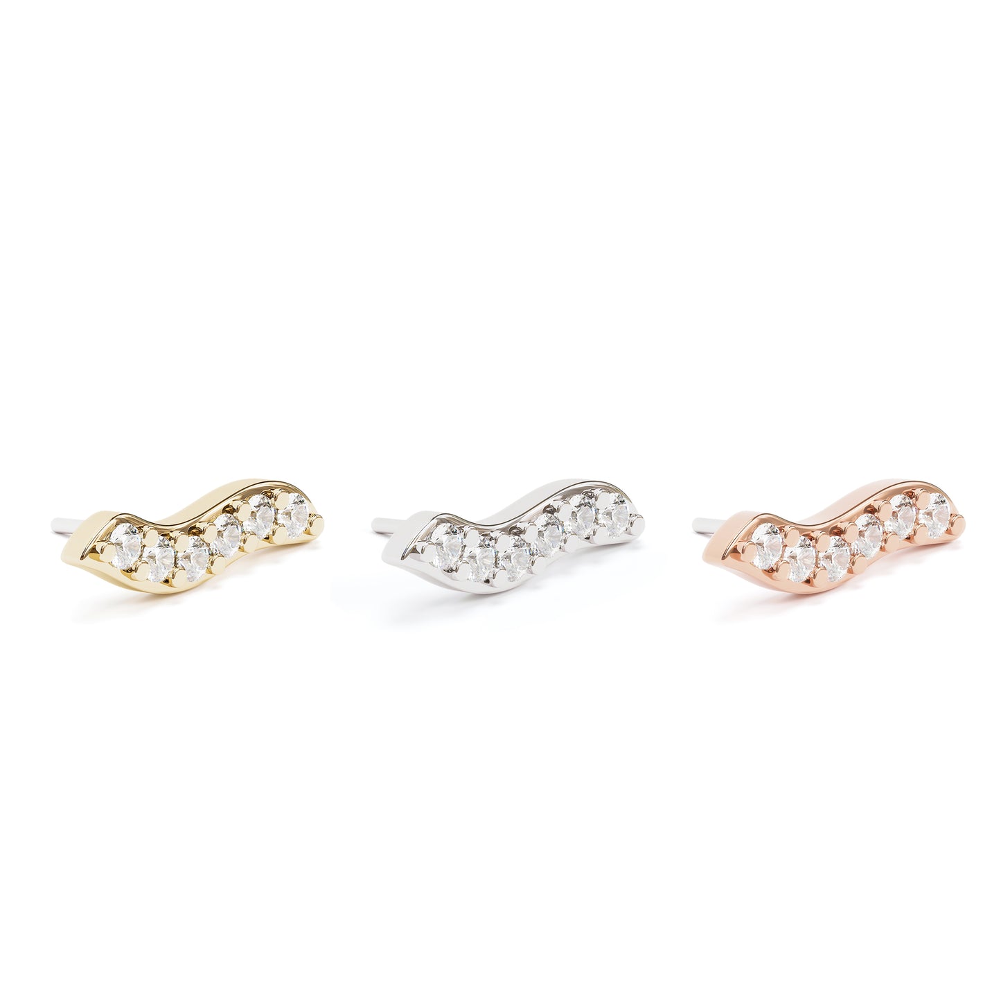 14K Gold Diamond Wave Threadless End