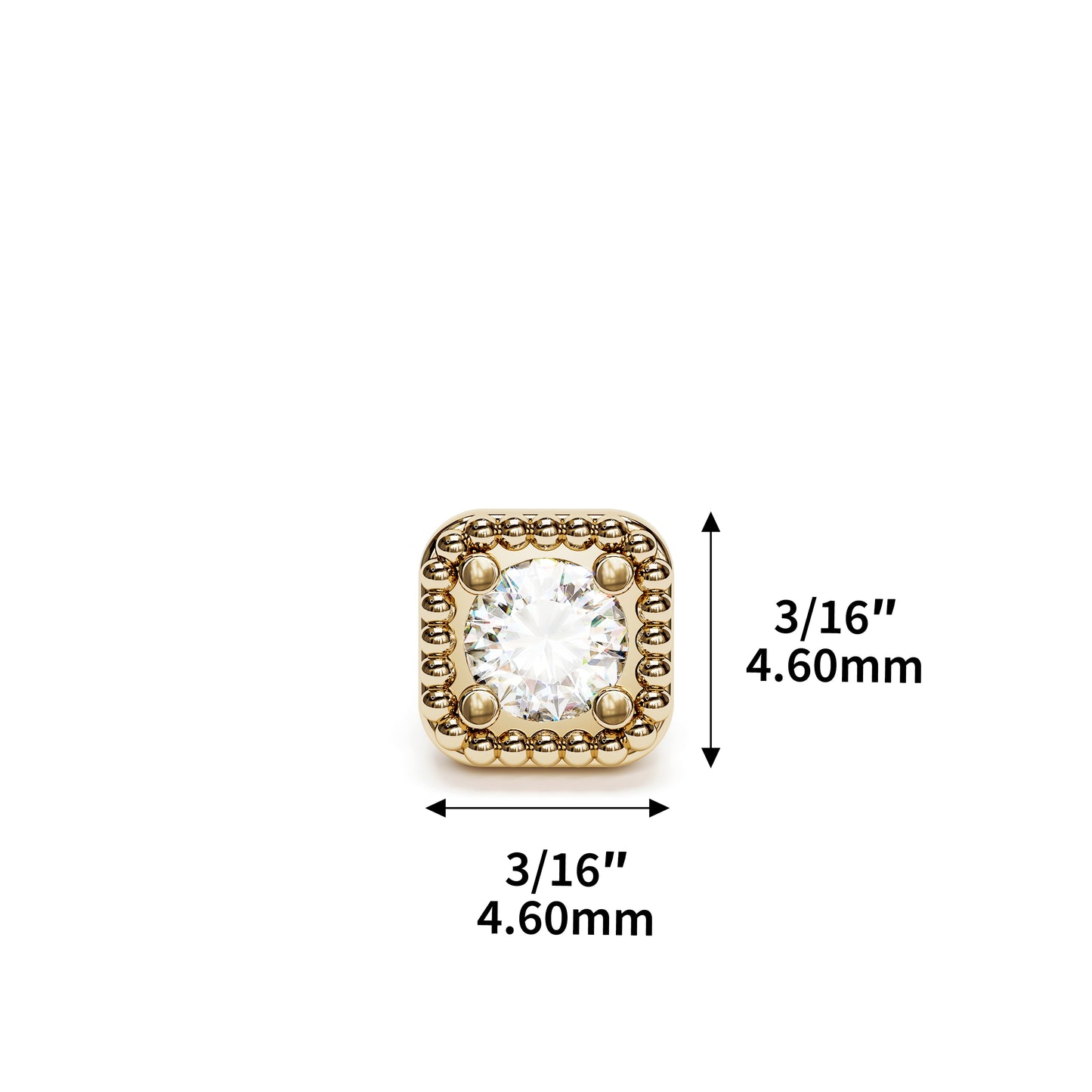 14K Gold Diamond Granule Square Threadless End