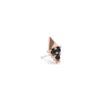 14K Gold Trio Black Diamond Pyramid Threadless End