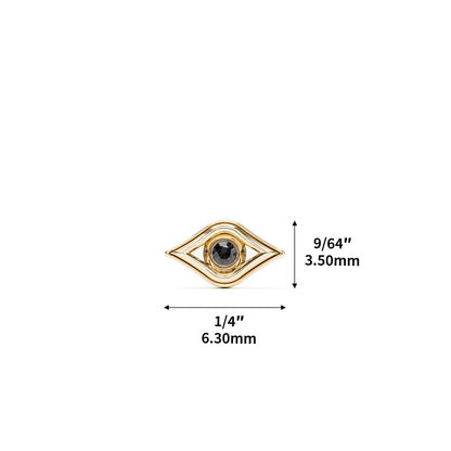 14K Gold Black Diamond Evil Eye Threadless End