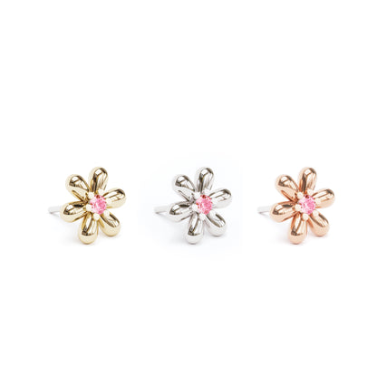 14K Gold Pink Tourmaline Flower Threadless End