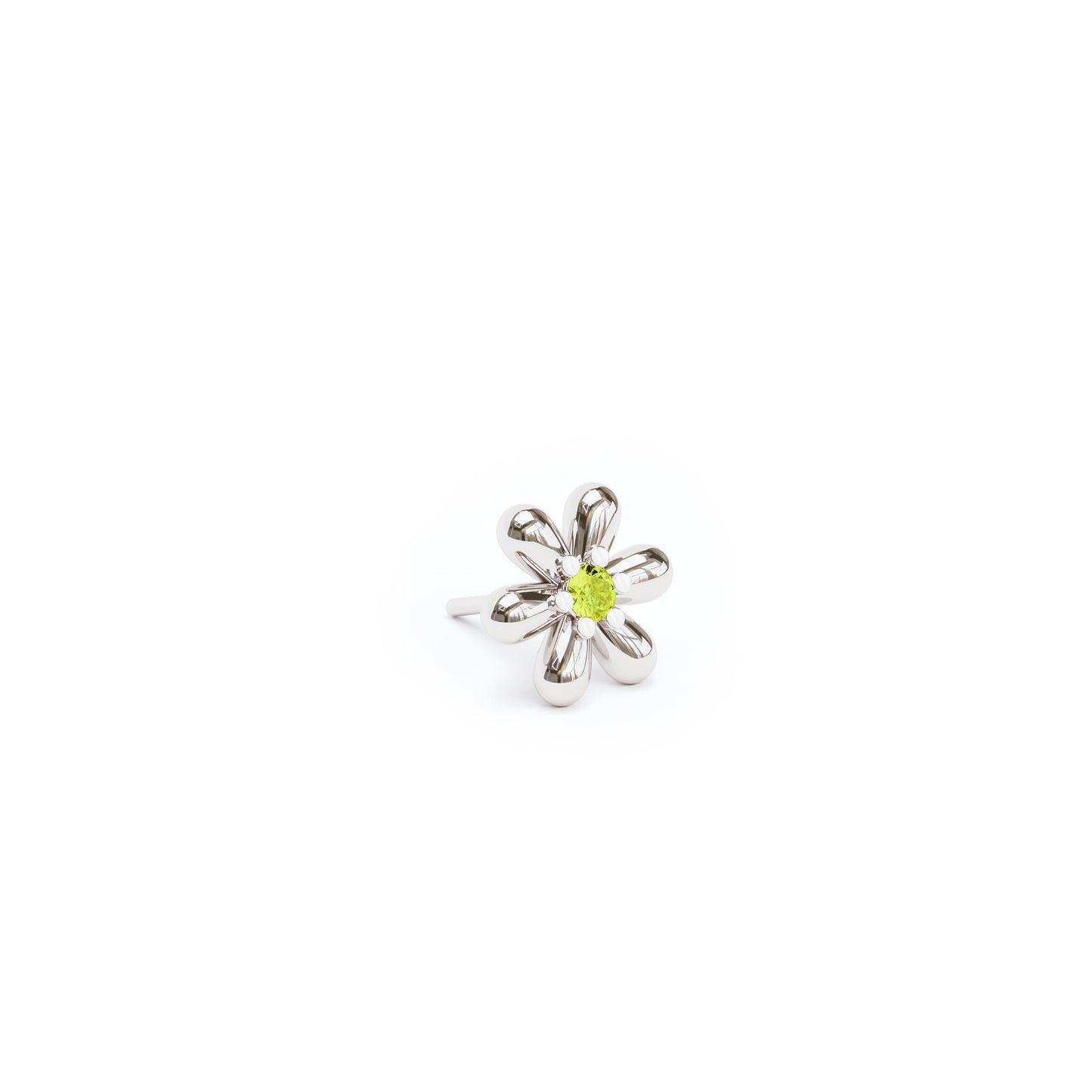 14K Gold Peridot Flower Threadless End