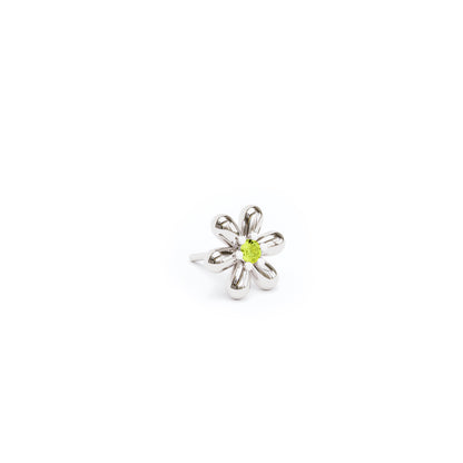 14K Gold Peridot Flower Threadless End