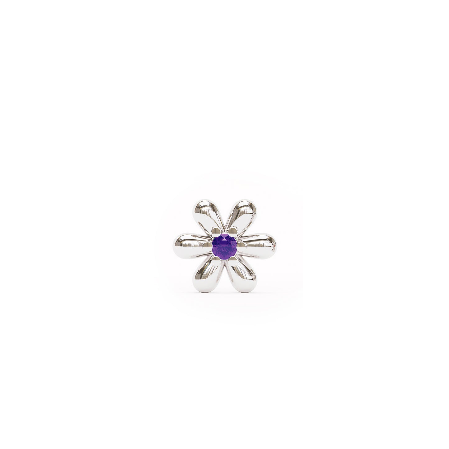 14K Gold Amethyst Flower Threadless End