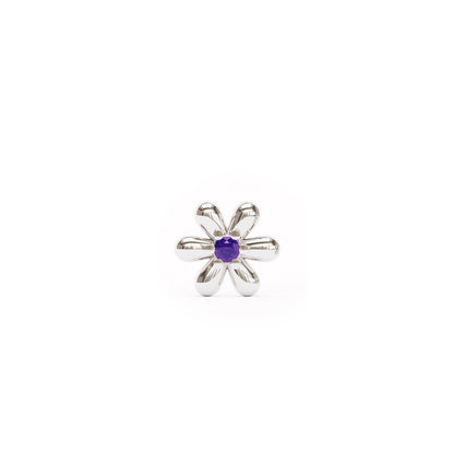 14K Gold Amethyst Flower Threadless End