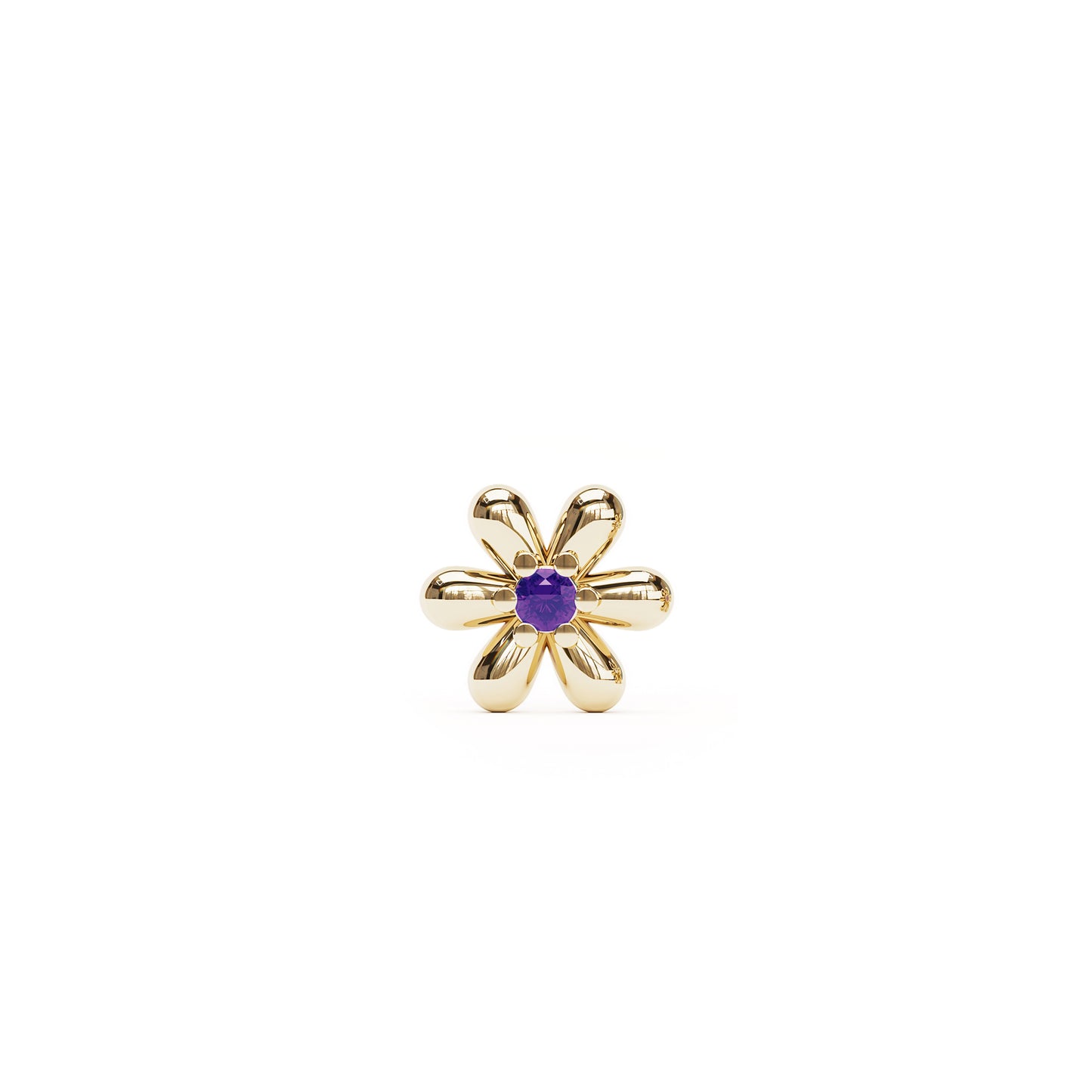 14K Gold Amethyst Flower Threadless End