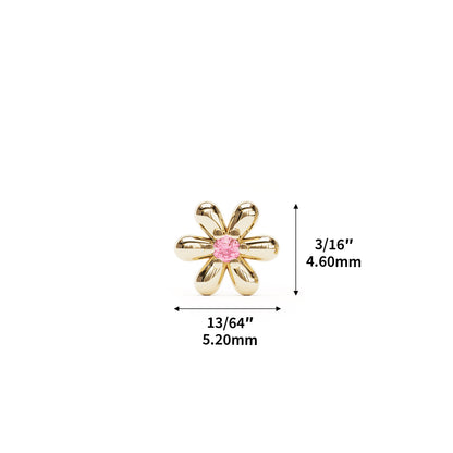 14K Gold Pink Tourmaline Flower Threadless End