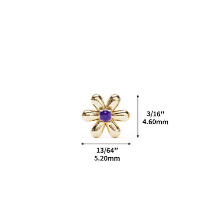 14K Gold Amethyst Flower Threadless End