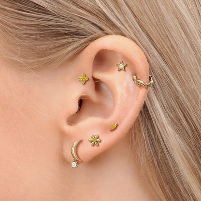14K Gold Citrine Flower Threadless End