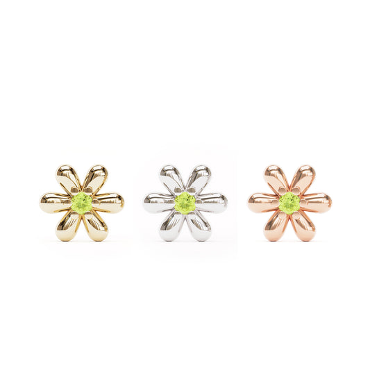 14K Gold Peridot Flower Threadless End