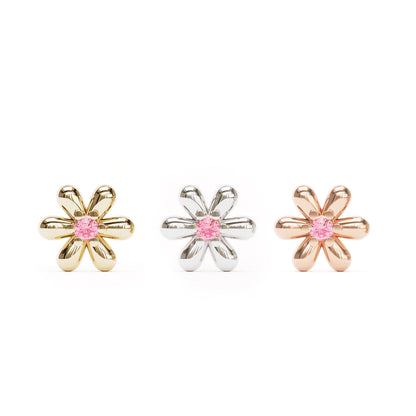 14K Gold Pink Tourmaline Flower Threadless End