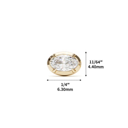 14K Gold Oval-Cut Diamond Threadless End