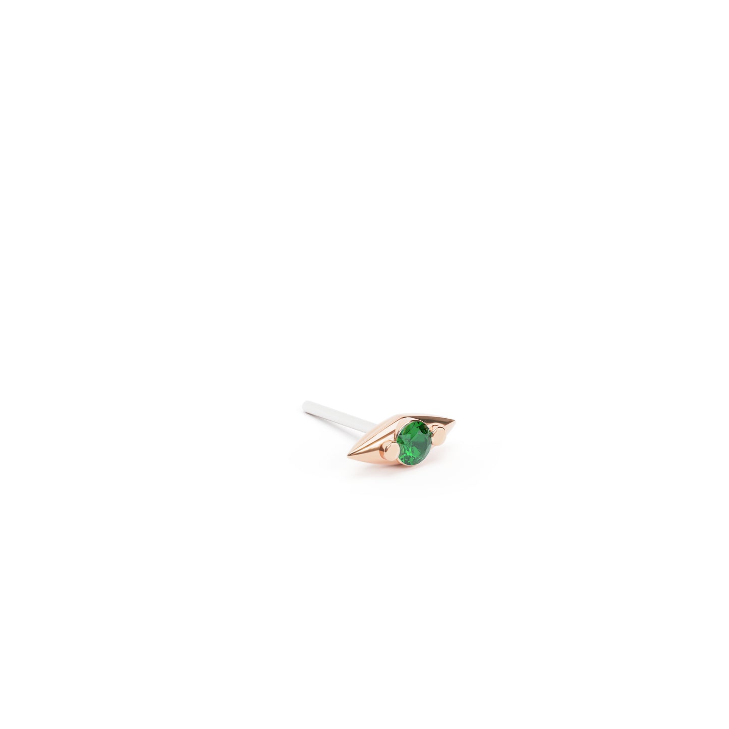 Tiny 14K Gold Minimalist Emerald Threadless End