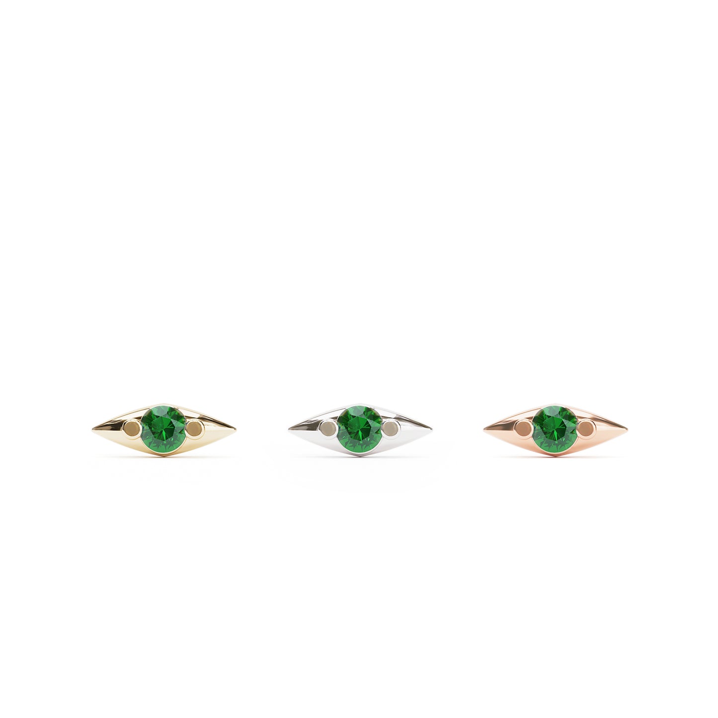 Tiny 14K Gold Minimalist Emerald Threadless End