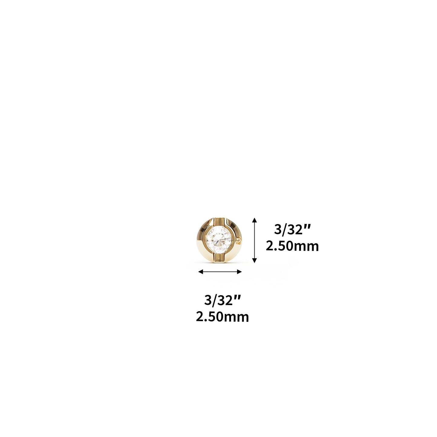 14K Gold Bezel-Set Diamond Solitaire Threadless End