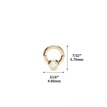 14K Gold Bezel-Set Diamond Open Circle Threadless End