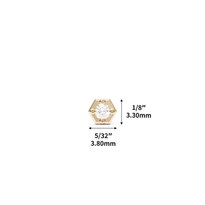 14K Gold Diamond Hexagon Threadless End
