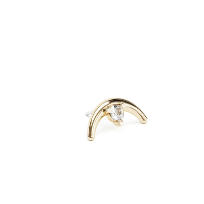 14K Gold Diamond Curved Crescent Moon Threadless End