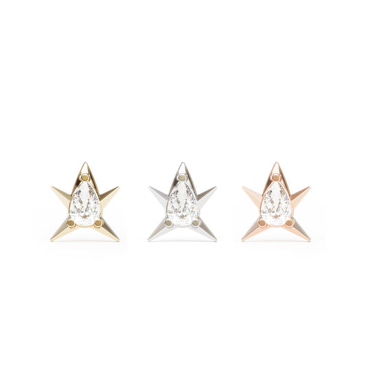 14K Gold Pear-Cut Diamond Star Threadless End