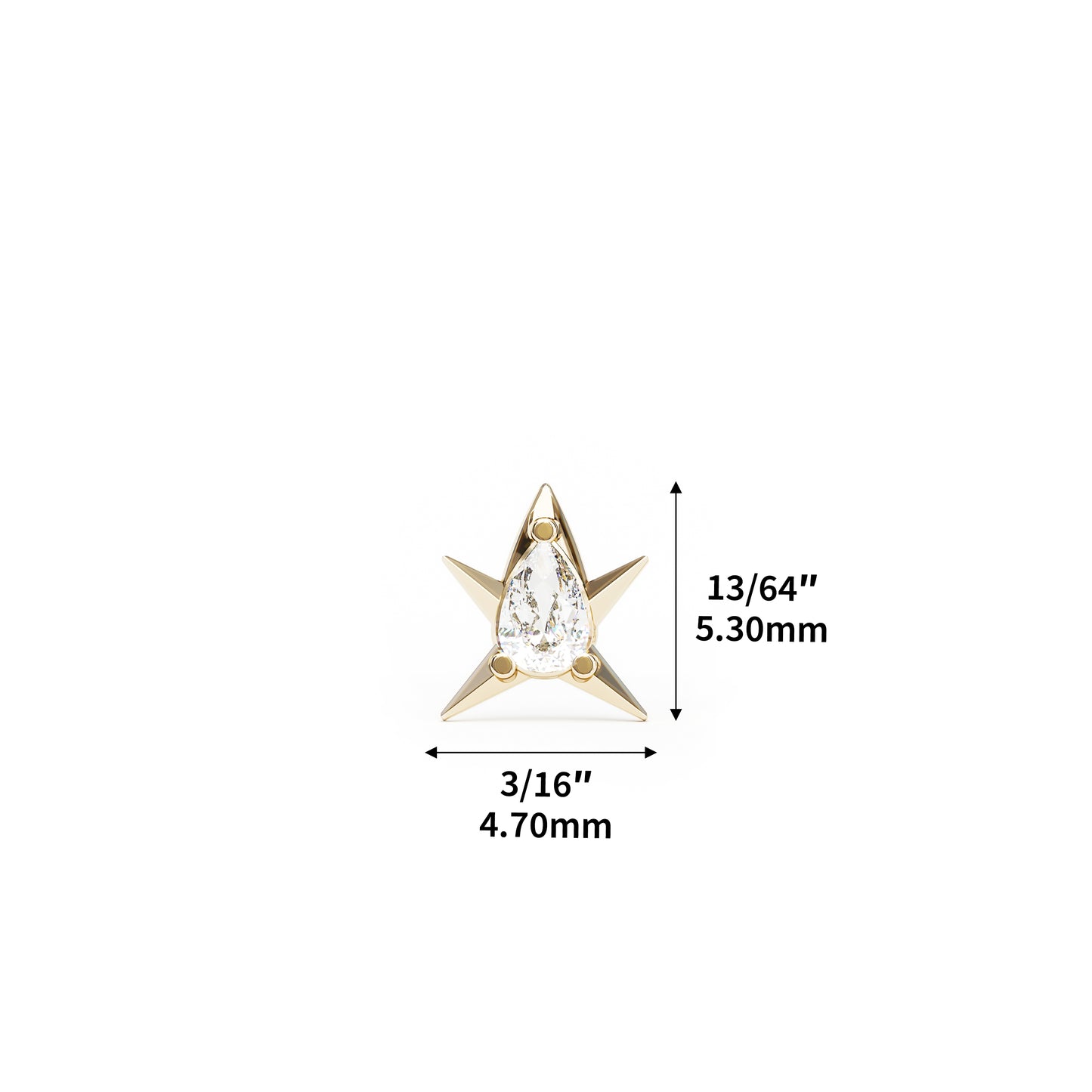 14K Gold Pear-Cut Diamond Star Threadless End
