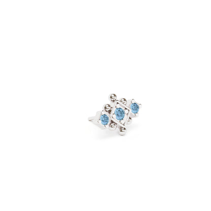 14K Gold Blue Topaz Beaded Geometric Threadless End