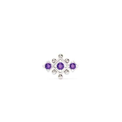 14K Gold Amethyst Beaded Geometric Threadless End