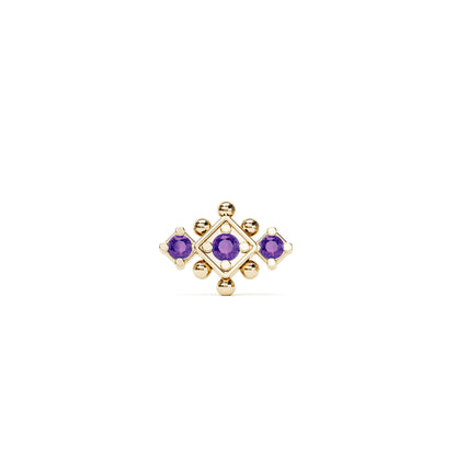 14K Gold Amethyst Beaded Geometric Threadless End