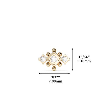 14K Gold Diamond Beaded Geometric Threadless End