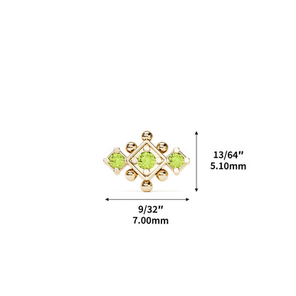 14K Gold Peridot Beaded Geometric Threadless End