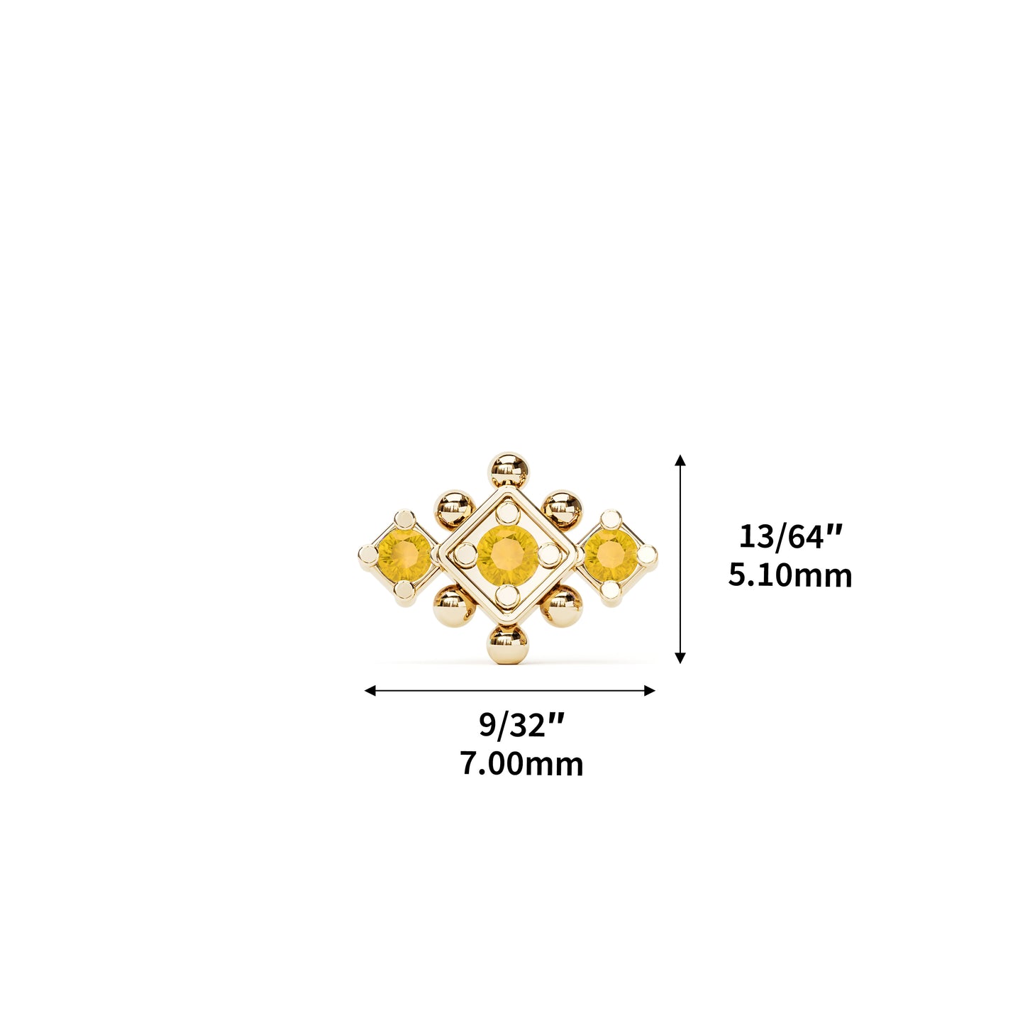 14K Gold Citrine Beaded Geometric Threadless End