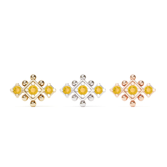 14K Gold Citrine Beaded Geometric Threadless End
