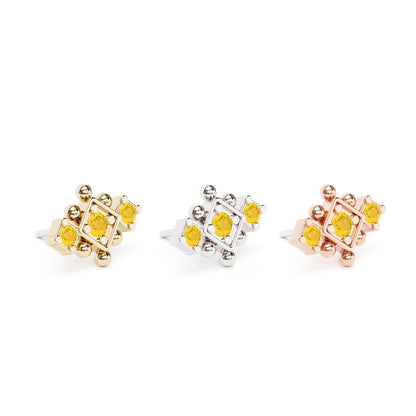 14K Gold Citrine Beaded Geometric Threadless End