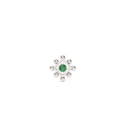 14K Gold Emerald Beaded Square Threadless End