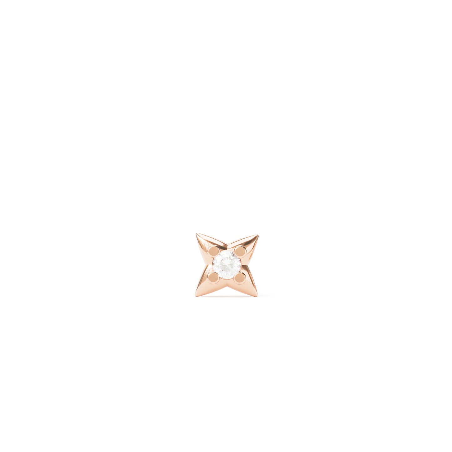 14K Gold Diamond Four Point Star Threadless End