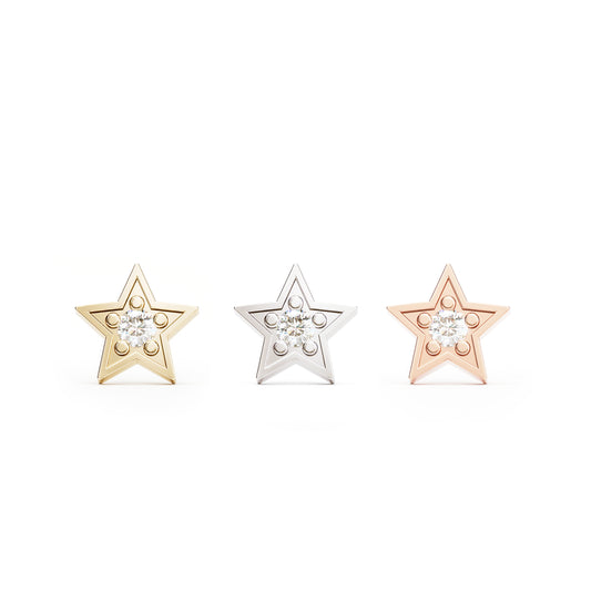 14K Gold Diamond Star Threadless End