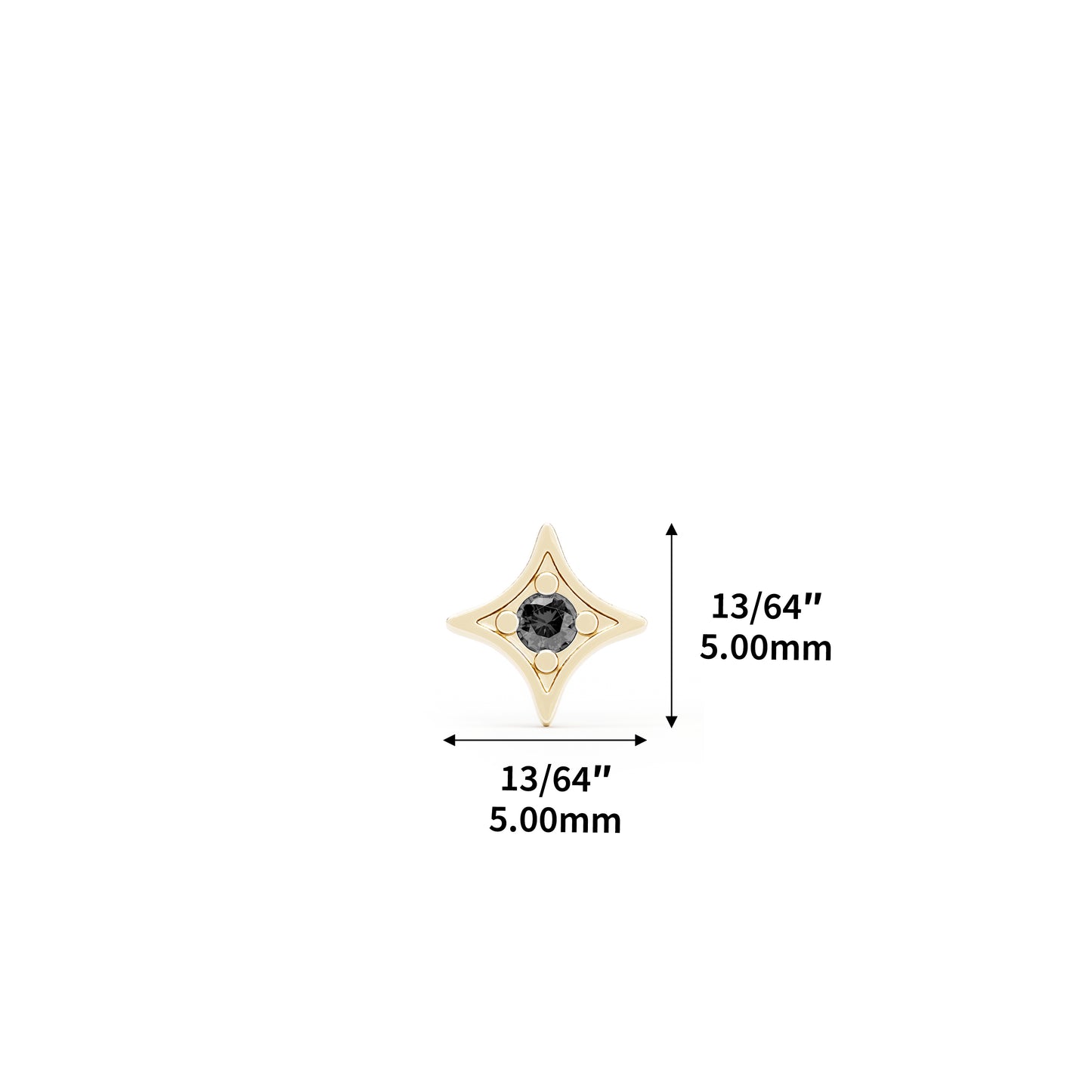 14K Gold Black Diamond Starburst Threadless End