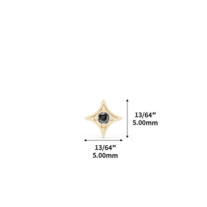 14K Gold Black Diamond Starburst Threadless End